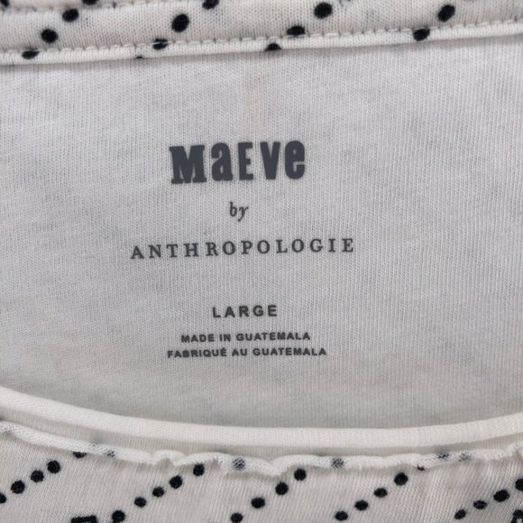 Maeve Anthropologie Womens Large White Graphic Bonjour Cinched Waist Shirt - Picture 5 of 10